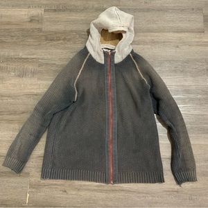 Carbon 2 Cobalt Sweater Mens XL Full Zip Hoodie Think Chunky Jacket Brown